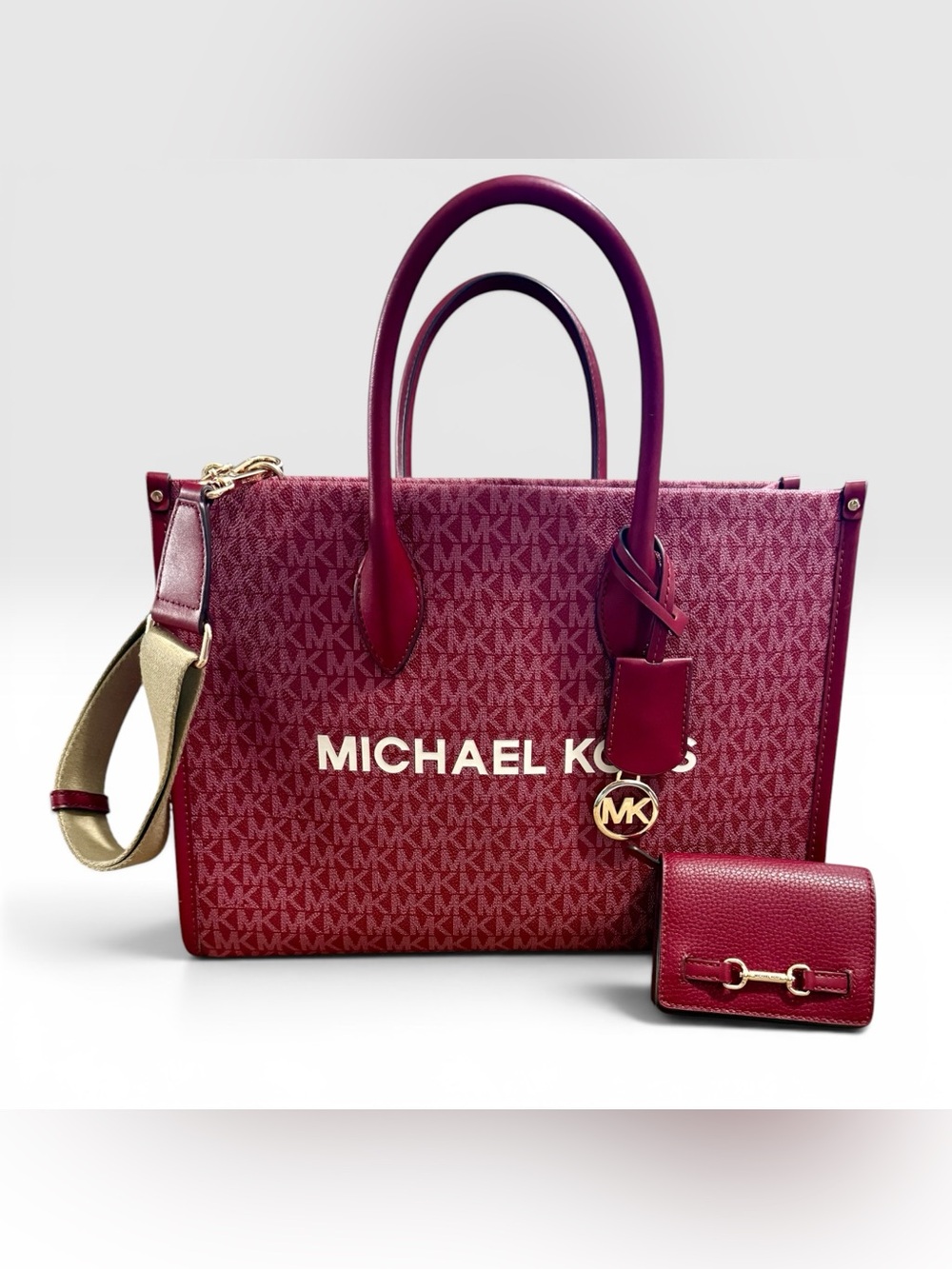 Michael Kors Medium Signature Mirella Tote with Coordinating Card Wallet